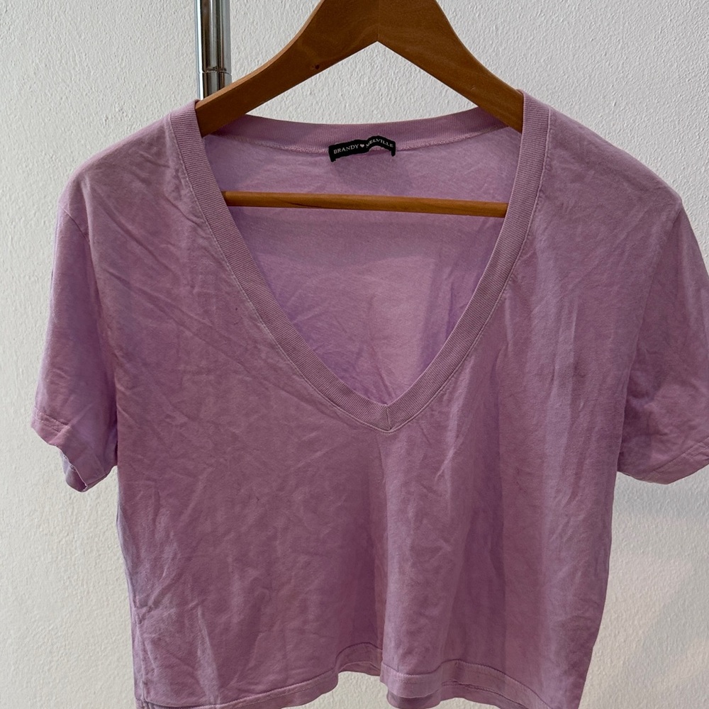 Brandy Melville Light Purple V-Neck Crop Top